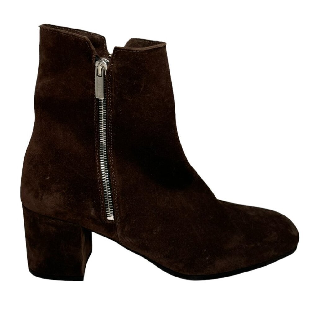 La‎ Canadienne James Suede Double Zip Ankle Boots Brown Size 9.5 Women NEW $550